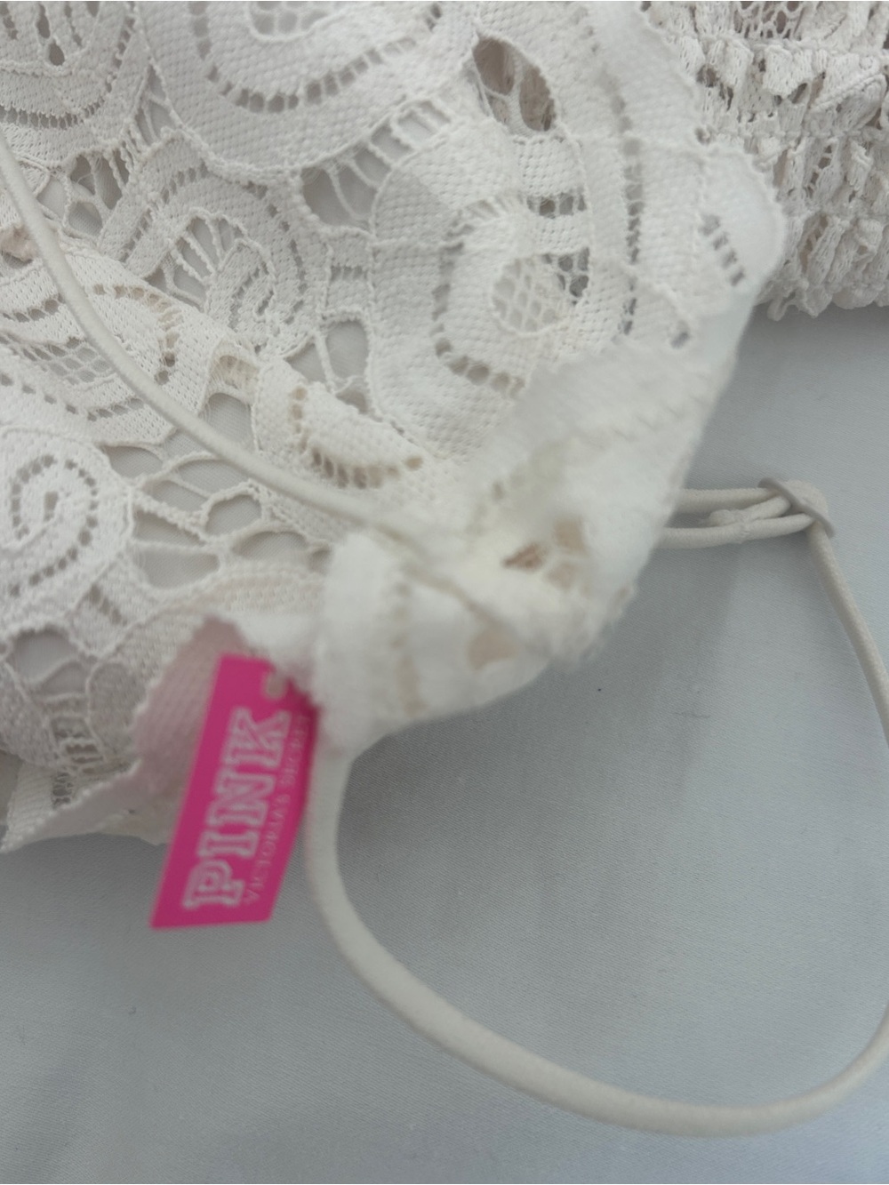 NTW PINK Victoria’s Secret Cream Lace Strappy Bralette Coquette / Size M - Picture 7 of 7